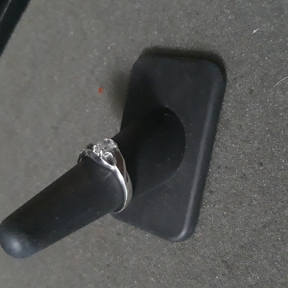 Sterling Silver lab opal/clear cz ring sz 7 - Picture 4 of 9